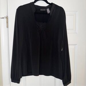 Apostrophe Black V-Neck Blouse